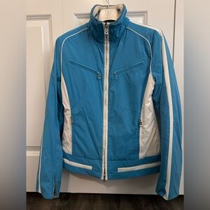 Blue and White Zip-Up Jacket